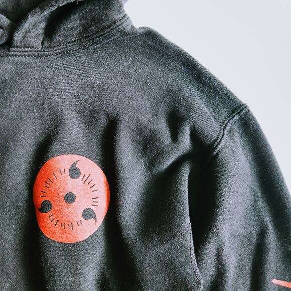 Naruto Shippuden Sasuke Sharingan Black Hoodie Anime Sweatshirt | Adult Small - Picture 5 of 9